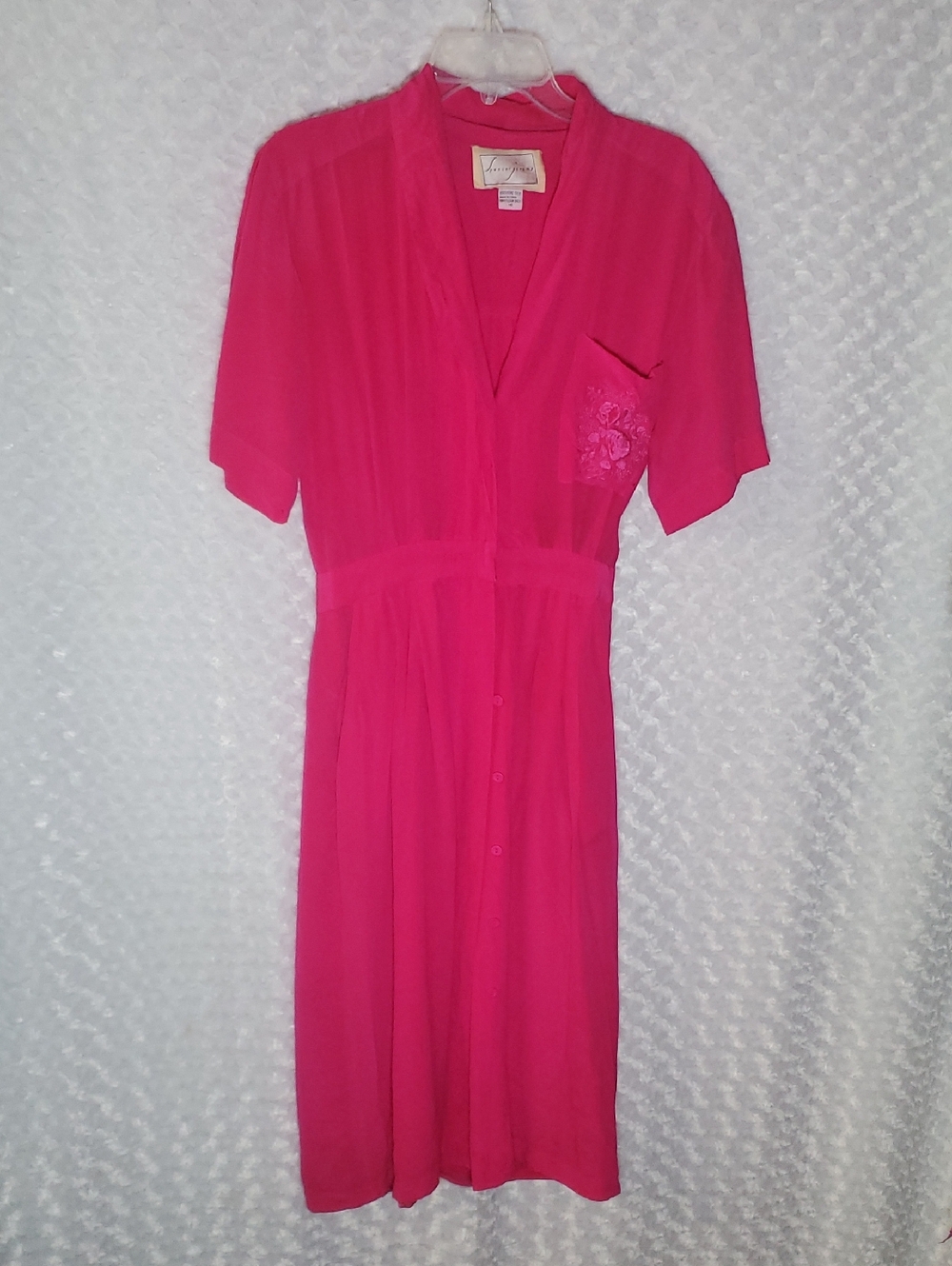 Spenser Jeremy Hot Pink Button-Front Midi Dress